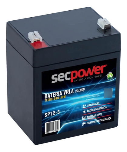 Bateria Secpower 12v 5ah Vrla Agm Selada - Nobreak