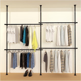 Clothes Rack, 4 Tier Adjustable Ceiling Link Closet Organize