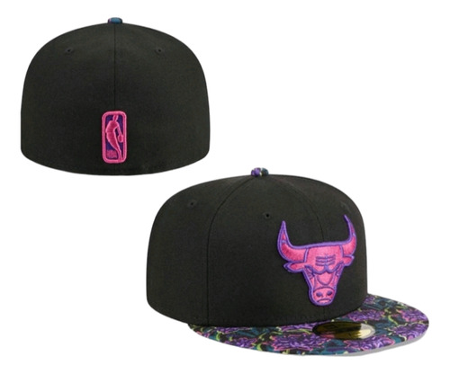 Gorra Chicago Bulls  New Era  Negro Con Rosa Cerrada 