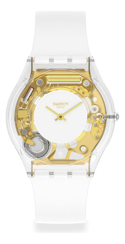 Reloj Swatch Coeur Dorado De Silicona Blanca Ss08k106-s14 Ss