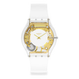 Reloj Swatch Coeur Dorado De Silicona Blanca Ss08k106-s14 Ss