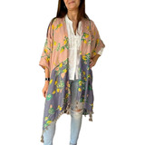 Kimono Mujer Largo Chaleco Grande Estampado Spiga 31 K6825