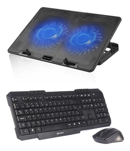 Kit Teclado Mouse Sem Fio W50-bk + Suporte Notebook Nbc-50