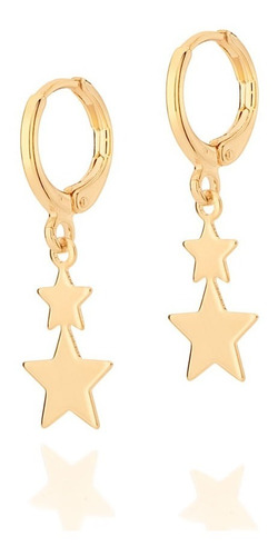 Brinco Argola Com Estrelas Folheado Ouro 18k Rommanel 526730