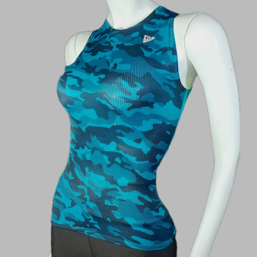 Camisilla En Malla Deportiva Camuflado Dama Gym Fit Training