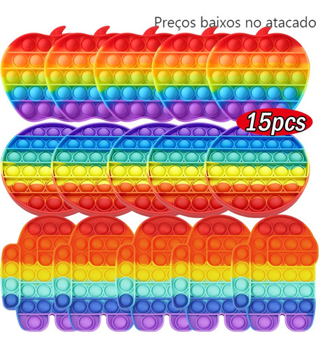 Paquete De 15 Unidades Pop It Pop It Arco Iris Juguete Autis