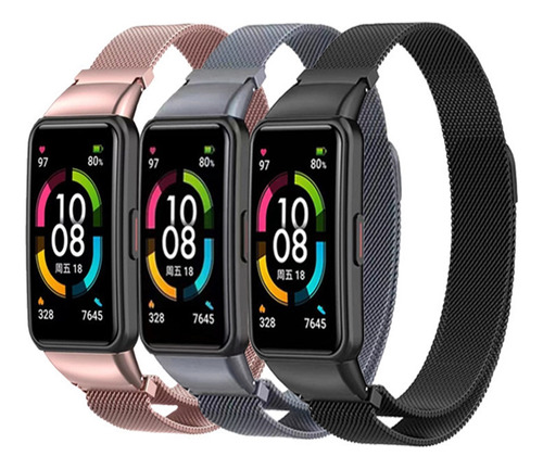 3 Piezas De Acero Magnético Corre Para Huawei Band 6/honor B