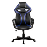 Cadeira Gamer Pelegrin Em Couro Pu Pel-3017 Preta E Azul Cor Preto E Azul