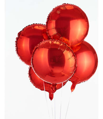 20 Balão Metalizado Redondo Vermelho 45cm Festa Decor Ar G