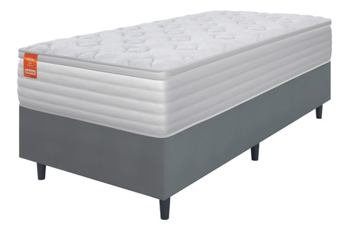 Cama Box Solteiro Molas Ensacadas Real Branco/cinza