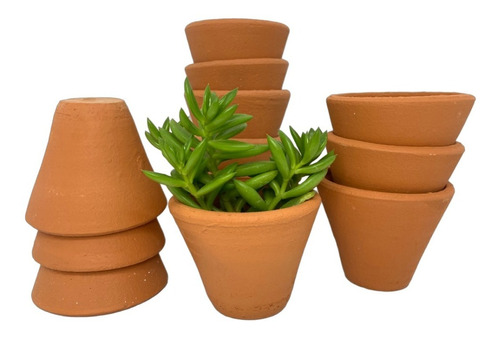 Maceta Vaso Mini Barro Suculentas Cactus Jardin 12pza