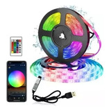 Tira Led Luces Rgb Multicolor Decoración Sala Tv 5 M Con Usb