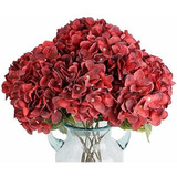 Hortensias Artificiales 1ramo -5flores-diam16cm.-rojo Oscuro