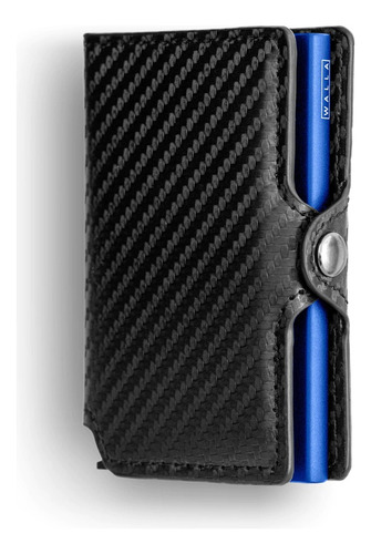 Billetera Walla Wallets Carbono Black & Blue Rfid Protección