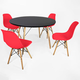 Mesa Preta Sala De Jantar 1m Mdf + 4 Cadeiras Eames Eiffel