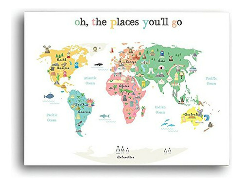 Mapa Del Mundo Pared Arte, Oh El Lugar You 'll Go, Viajes Ma