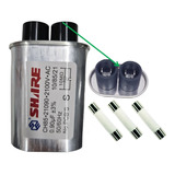 Capacitor Microondas Alta Tensao 0,90uf Kit 3 Fusivel 20 Amp