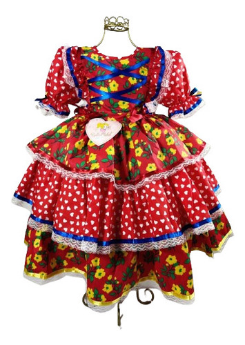 Vestido Infantil Juvenil Festa Junina Luxo Colorido 4 Ao 12