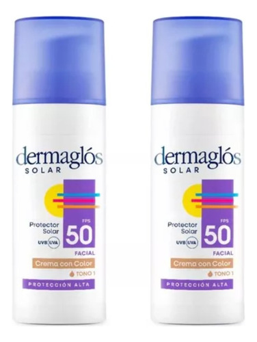 Combo X 2 Dermaglos Protector Solar Fps 50 Tono Claro 50 Ml