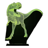 Lámpara Led Ilusión 3d Dinosaurio Holografico De 7 Colores