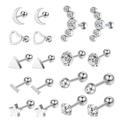 18x Cartílago Tragus Pendientes Set Barbell Moda Joyería | Envío gratis