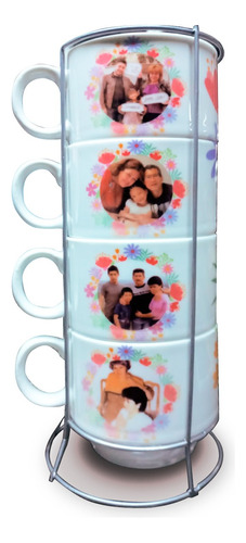 Set 4 Pocillos Regalo Dia De Madres Personalizado Cafe Tinto