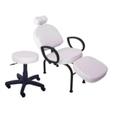 Cadeira Conforty + Mocho Maquiagem Cílios Sobrancelha Branco