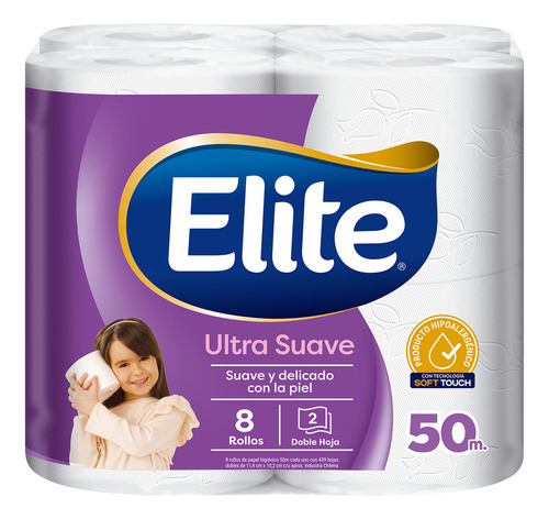 Elite Ultra Doble Hoja Papel Higiénico 8 Unidades De 50m