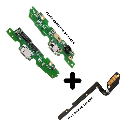 Placa Conector Carga Moto G5 Xt1672 + Flex Power/volume - + 