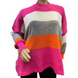 Maxi Rayado Sweater Sueter Dama Mujer Talle Grande Especial