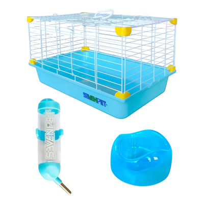 Jaula para Aanimales 46x29x26cm Sevenpet Casa Cuyo Conejo Hurón con Bebedero y Comedero Color Azul | Envío gratis