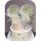Letrero Pastel Topper Cake Cumpleaños Decoracion Perlas