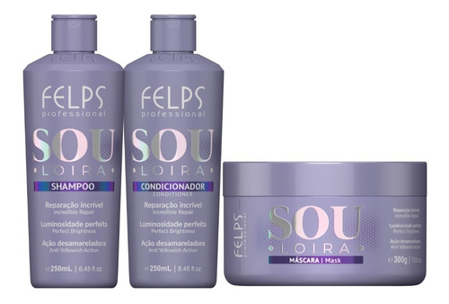 Felps Sou Loira Desamarelador Kit Shampoo Cond E Máscara