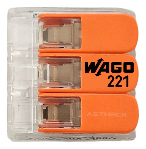 Conector Emenda Wago 3 Vias 4mm Transparente -221-413 -20pçs