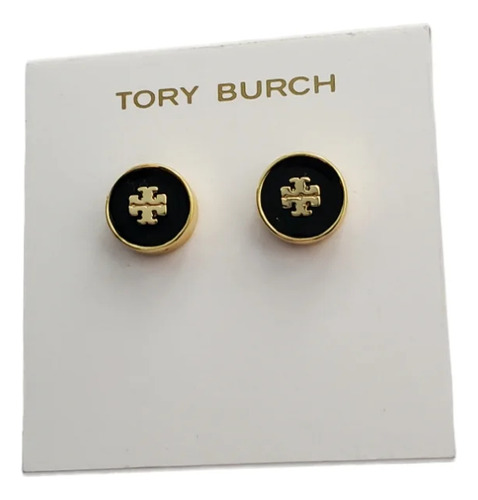 Aretes Tory Burch Redondos Con Logo Dorado Y Color