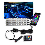 Kit 4 Fitas Led Interior Do Carro Rgb Luzes De Atmosfera Usb