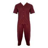 Pijama Homem Camisa Botões Meia Manga Calça Tamanho Grande