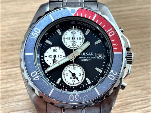 Citizen Windsurf Pulsar Seiko Pepsi Cronômetro 44mm Raro 