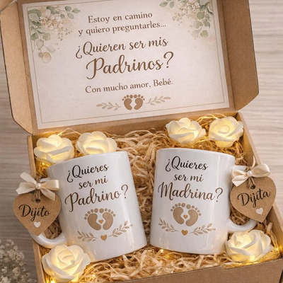 Caja Para Padrinos Tazas 11 Oz ¿quieren Ser Mis Padrinos? | Meses sin interés