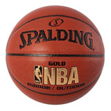 Balón Basketball Nba Spalding Baloncesto Cuero Gold Silver