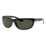 Anteojos De Sol Ray-ban Balorama Standard Con Marco De Injected Color Gloss Black, Lente Green De Cristal Clásica, Varilla Gloss Black De Injected - Rb4089