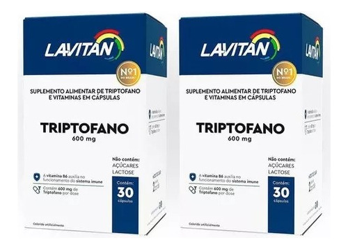 2 Lavitan Triptofano 30comp Cimed Indutor Do Sono (insônia)