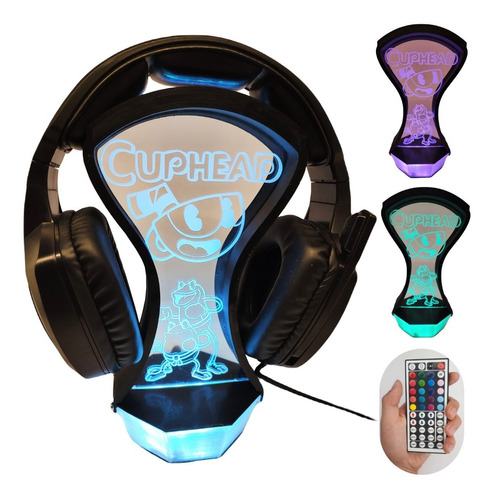 Soporte Led Rgb Para Headset Audifonos Gamer Halo Acrilico