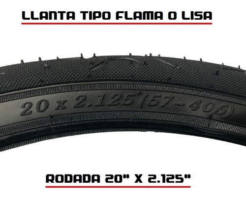 Llanta Rodada 20 X 2.125 Tipo Bmx Flama O Lisa