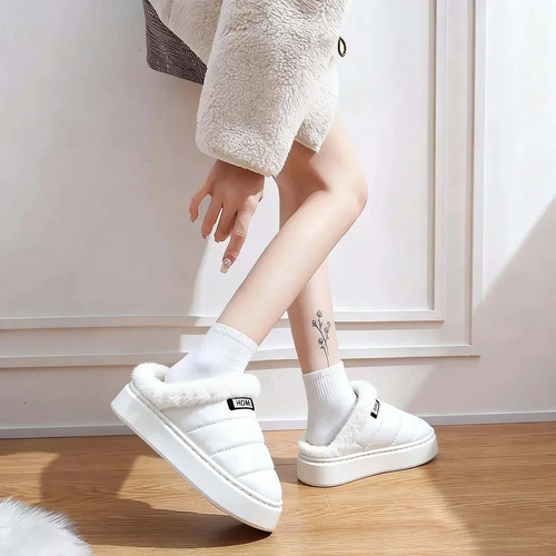 Pantuflas Altas Zuecos Hombres Peluche Plataforma Afelpada