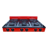 Parrilla Fraga P330 A Gas 6 Quemadores Porcelanizada Color Negro/rojo