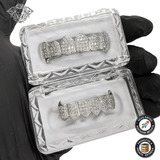 Grillz Dentes Prateado Ice Cravejado + Grillz Surpresa Top  