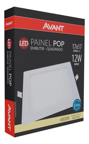 Kit 3 Painel Plafon Quadrado Embutir 12w Branco Neutro 4000k