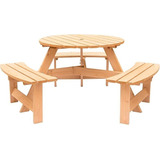 Mesa De Picnic Redonda De Madera Para Exteriores Con Banco .