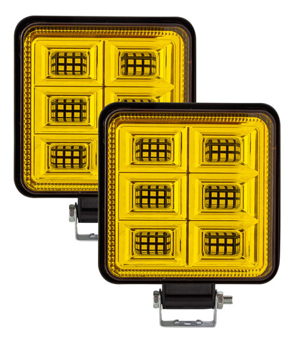 Par De Faros Cuadrados De 36 Leds Luz Amarilla Tunelight 48w